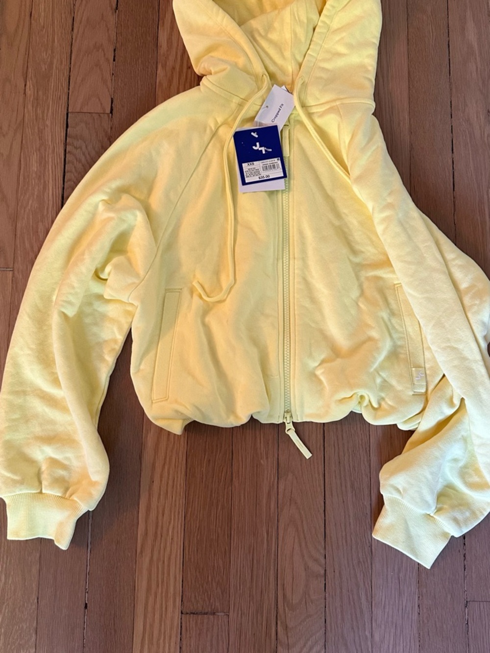 JoyLab Yellow Cropped Zip Hoodie